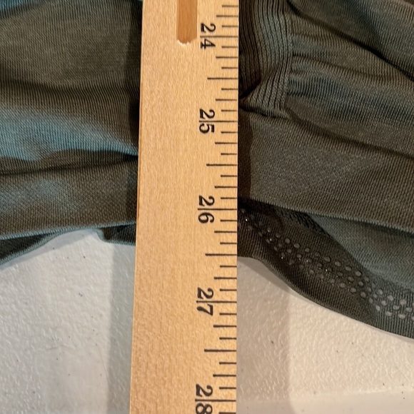 Athleta Olive Green Rushed Work Out Striped Short Sleeve Shirt Medium - Picture 8 of 9